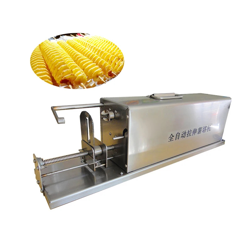 Automatic Stretch Stainless Steel Potato Slicer Chips Cutter Tornado Potato Machine Spiral Cutting Machine Chips Machine