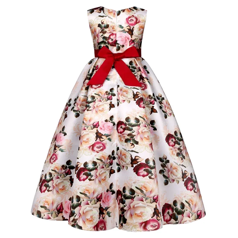 Plus size priceness girls flower dress children long floral wedding party dresses kids Princess Christmas dress clothing