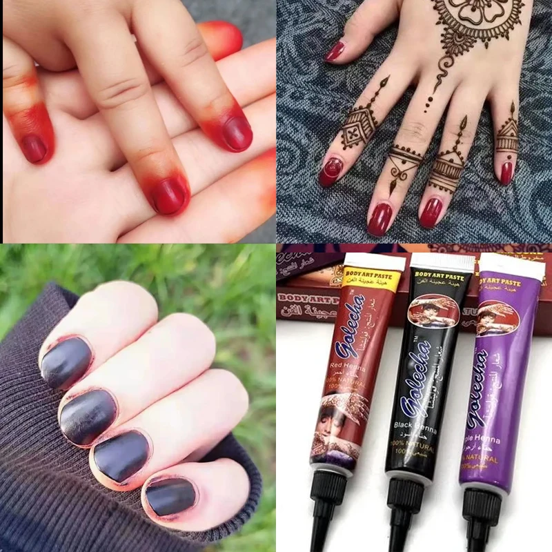 

Henna Nail Dye Natural Plant Henna Colored Mehndi Muslim Nail Polish Paste Bright color long lasting Nail Art 25g Bottle