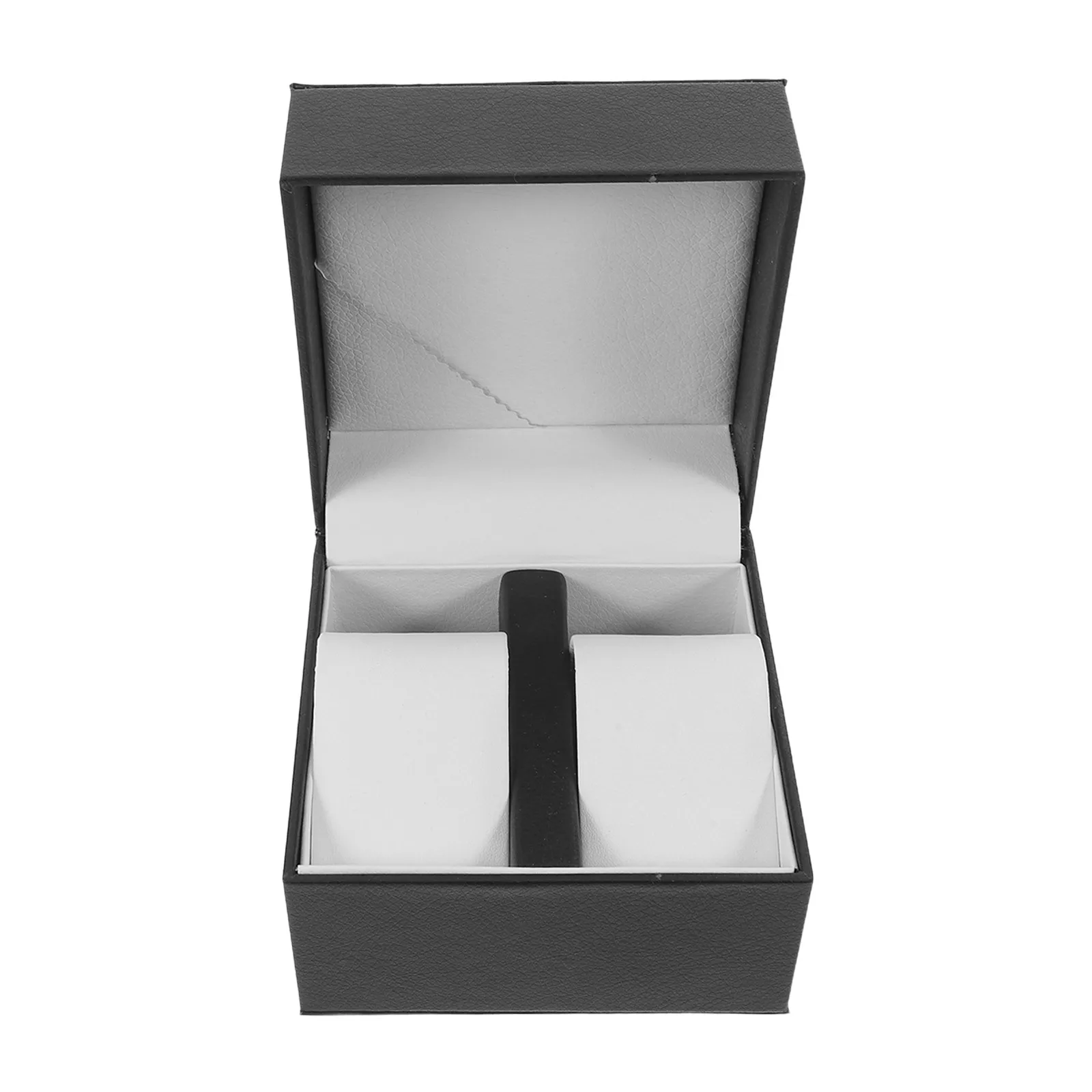 

Black Pu Storage Box Double Slot Portable Travel Case For Men Watch Organizer Protective Pouch Watch Keepsake Container