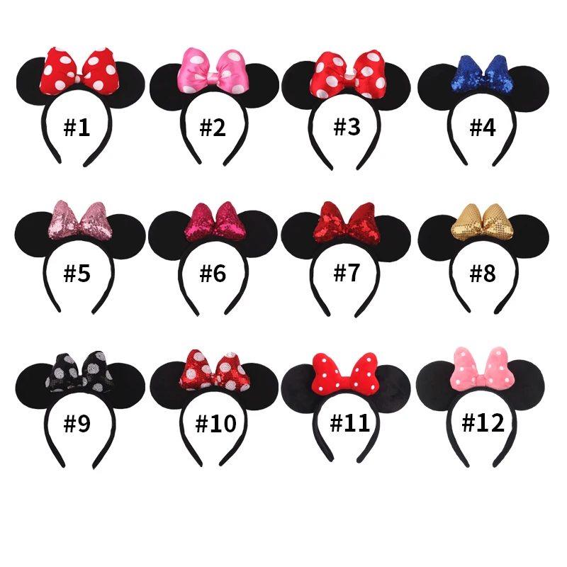 Großes Haarband mit Mausohren für Mädchen, Polka-Dot-Schleife, glitzerndes Cartoon-Haarband, Haaraccessoires für Feiertage, Partys und Reisen, Festival-Party – Detail 9