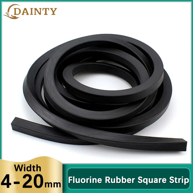 Width 4/5/6 -20mm Square Fluorine Rubber Strip Black Chemical Resist High Temp Oil Fluororubber Cord FKM Sealing Gasket Strips