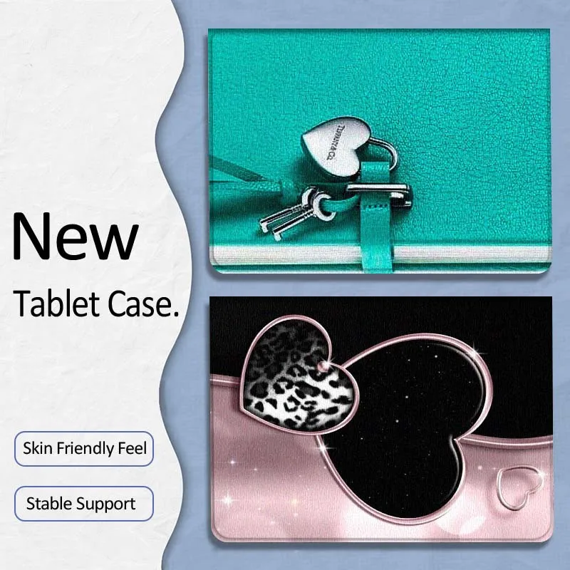 

Heart Lock Key Notebook For Xiaoxin Lenovo Tab P12 Extreme Legion Y900 Idea Pro GT 12.1 2025 Foldable Tablet Case Gift