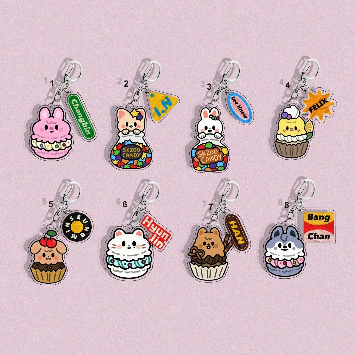 

K-POP Straykids cartoon acrylic double-sided keychain SKZOO Magic Academy keychain couple souvenir anime peripheral