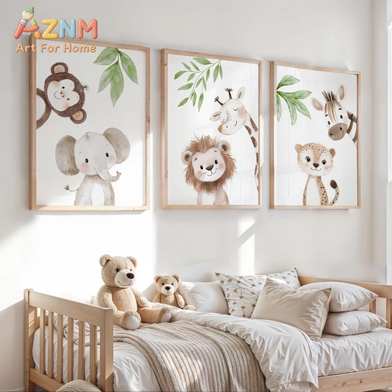 Baby Nursery Jungle Theme - 1Pc/3Pcs Safari Animal Nursery Prints |