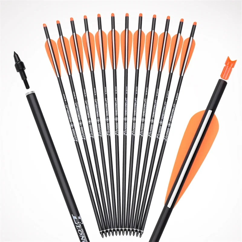 

12 шт. карбоновые арбалетные болты BCarbon для арбалета 16, 18, 20, 22 дюйма, арбалет для стрельбы из лука со замененным наконечником стрелы