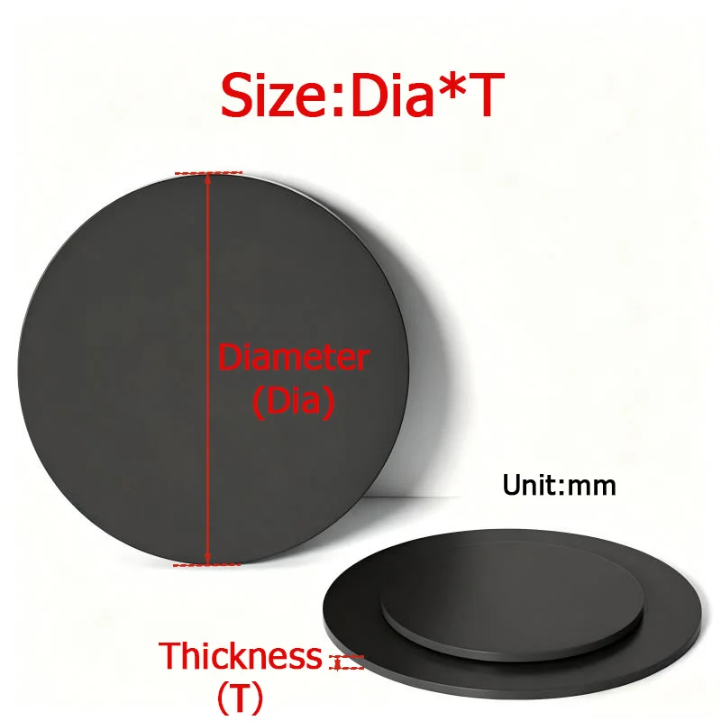 Black Polypropylene Board Round PP Plastic Sheets Plate Dia 20/30/35/40/45/50/60/70/80/90/100/120/150/200mm Thick 1-20mm