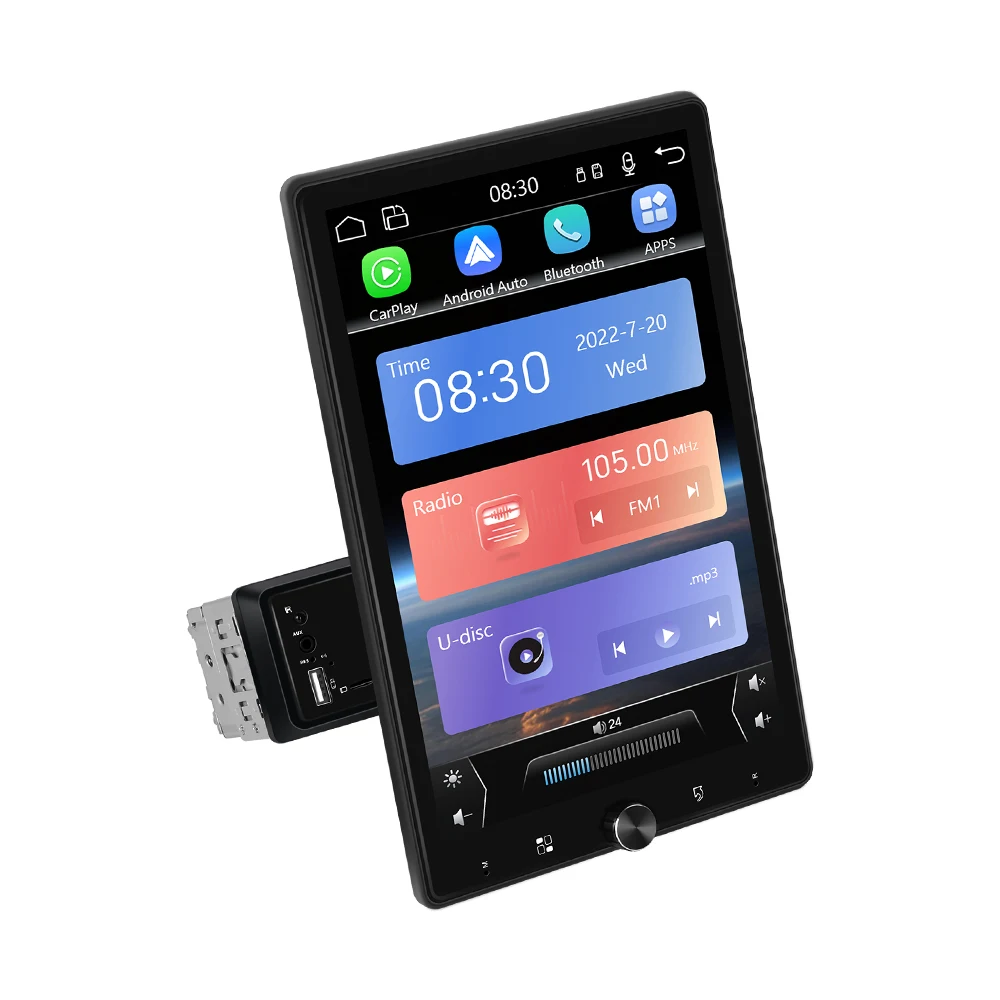 Podofo 10.4 ''HD 1Din MP5 Speler Carplay Android Auto Multimedia Speler Auto Stereo Spiegel Link Bluetooth Auto Audio Bluetooth FM - afbeelding 2