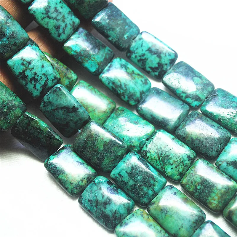 1 سلسلة حجر الفيروز الأفريقي الطبيعي السواحل شكل مستطيل 13X18 مللي متر 15X20 مللي متر موضة صنع المجوهرات اكسسوارات اختيار جيد