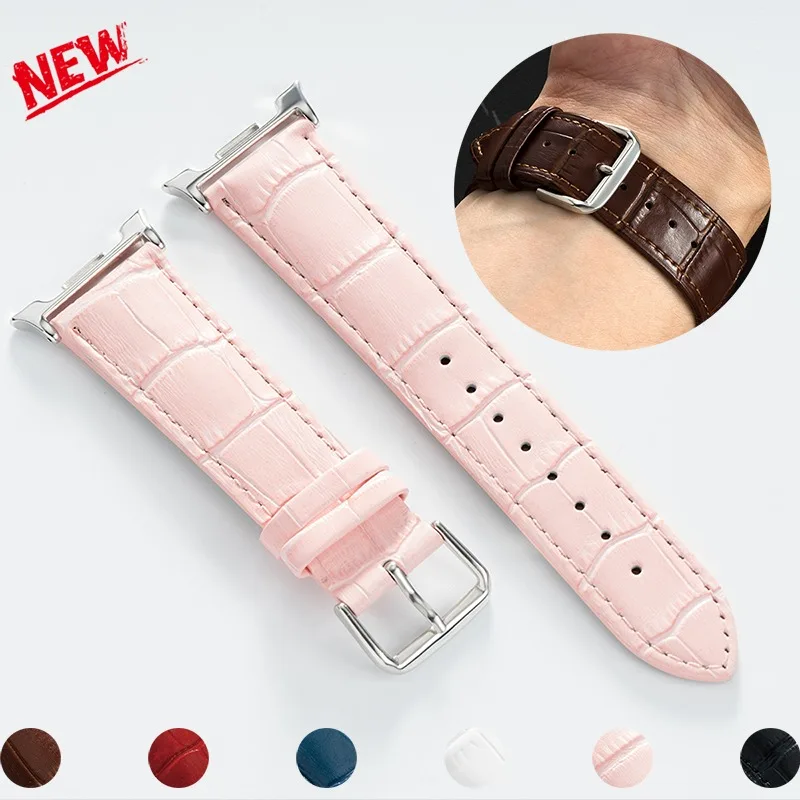 Pulseira de couro para samsung galaxy watch 8 classic/8 40 44mm pulseira padrão de bambu para galaxy ultra 2025 47mm pulseira smartwatch