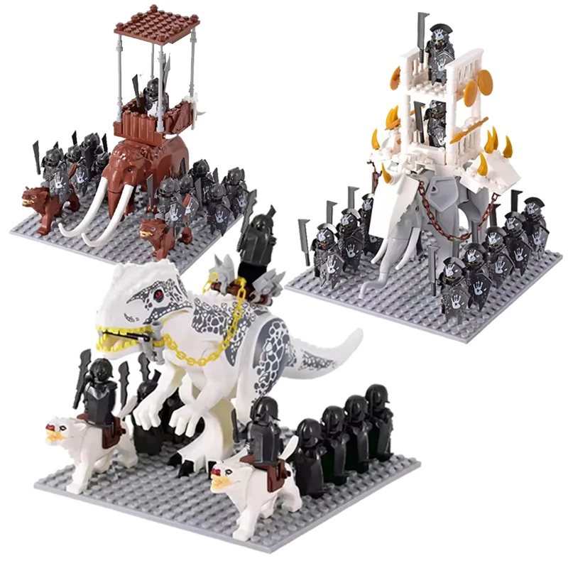 

MOC Medieval Wolf Mammoth lotr Figures Knights Orcs War Elephant Mount Chariot Model Building Blocks Bricks toy for kids Gifts
