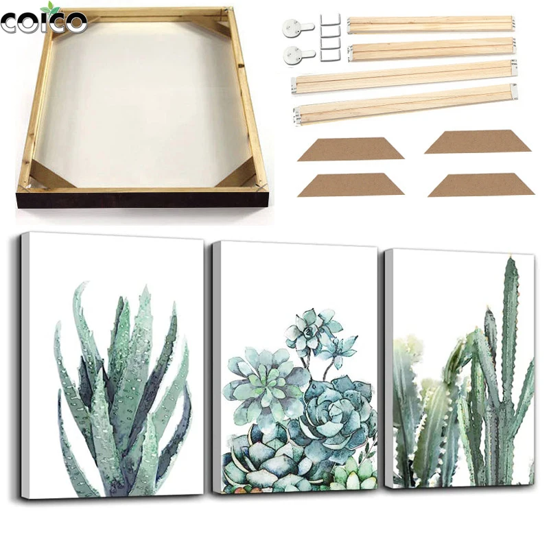 

Plant Cactus Wall Art Canvas Painting with Frame Modern Abstract Simplicity Poster and Prints Home Decor Picture for Living Room