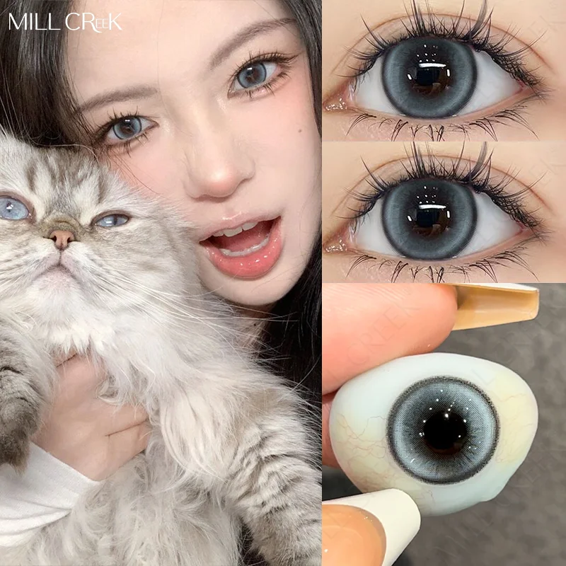 Mill Creek Color Contact LensesPurple Colored Lenses Big Diameter Blue Color Contact Lenses for Eyes Pupils With Myopia 0~8.00