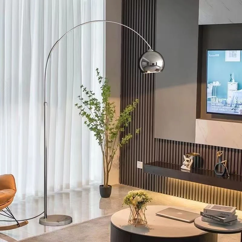 

Style Silver Adjustable Floor Lamp for Living Room Bedroom Sofa Side Standing Light Adjustable Height Modern Minimalist Decor