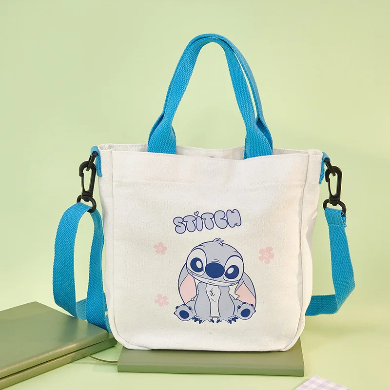 Bolso de hombro de punto de Disney, bandolera de lona con hebilla bonita de dibujos animados de Ángel, bolso informal de mano para estudiantes de gran capacidad, viajero diario