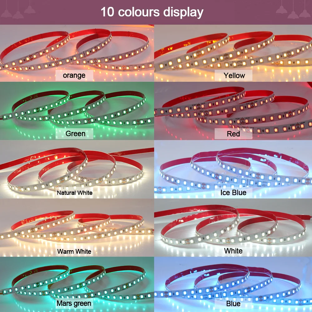 12V 24V 5m 10m 2835 Led Strip Light Super Bright 120LED/m Flexible LED Tape Strips DC12V Lamp Cabinet Stairs Home Decor 13 Color