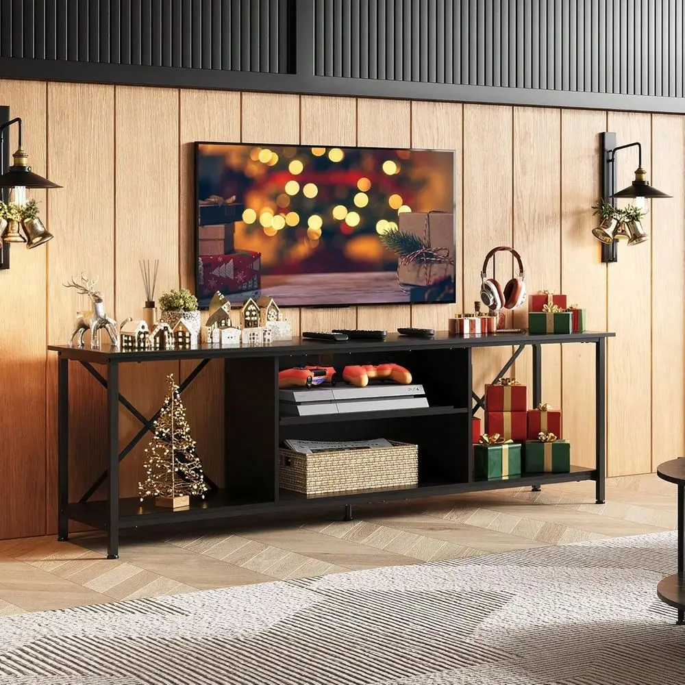 

TV Stand For 70 Inch TV, HeavyDuty Metal Frame Entertainment Center With Adjustable Shelves Cable Management, Large Media Consol