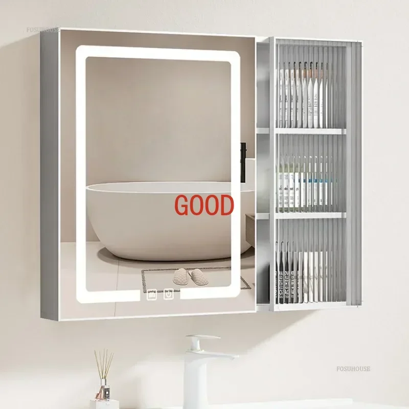 

Modern Aluminum Alloy Bathroom Smart Mirror Cabinets Separate Wall-mounted Integrated Organizer Storage Cabinet Bathroom LVYS