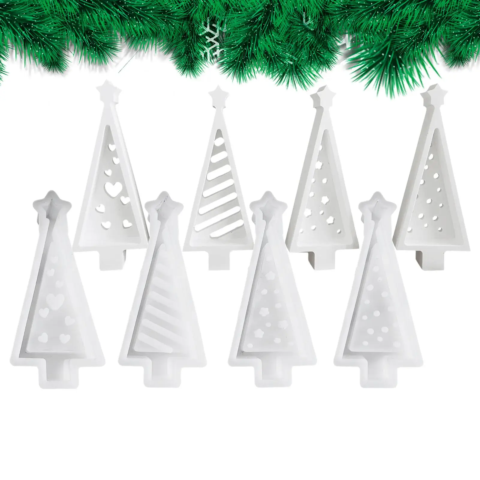 

Силиконовая форма для рождественской свечи, рождественская 3D форма для свечи в форме елки, 4 шт., силиконовая эластичная легкосъемная форма для рукоделия