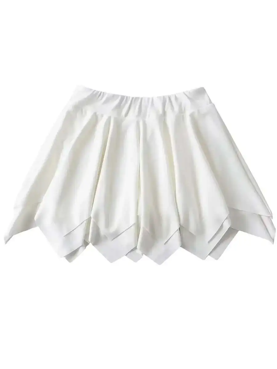 Letnia seksowna, czysta, luźna spódniczka mini z falbankami, damska spódnica z wysokim stanem, modelująca biodra, plisowana, w kształcie litery A, H2JI