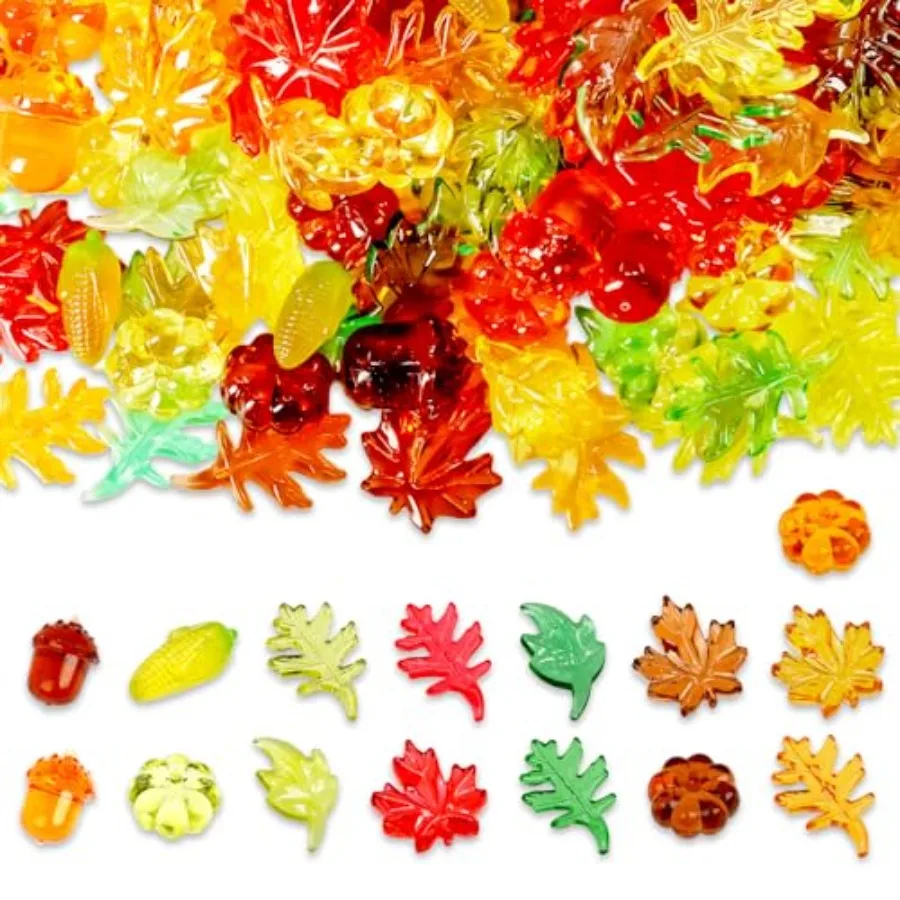 

180 шт. акриловые осенние украшения, мини-тыквы, желуди, кленовые листья, кукурузный урожай, фестиваль, декор, осенний наполнитель для вазы на День благодарения