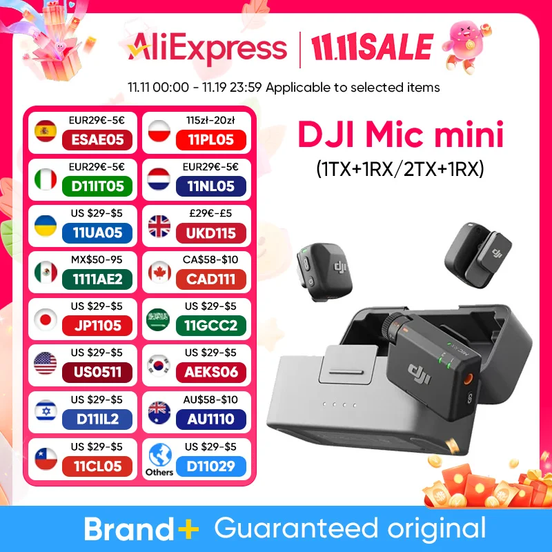 New DJI Mic Mini (2TX+1RX+Charging Case) Wireless Microphone with Intelligent Noise Cancelling High-Quality Audio DJI Original