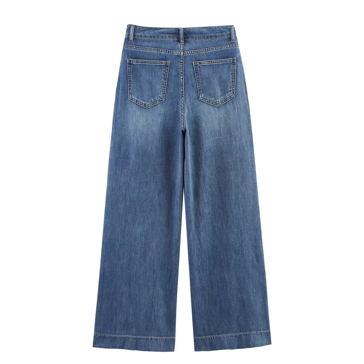Willshela Damskie Modne Bawełniane Proste Szerokie Jeansy Denimowe Spodnie Długie Casual Eleganckie Damskie Długie Spodnie