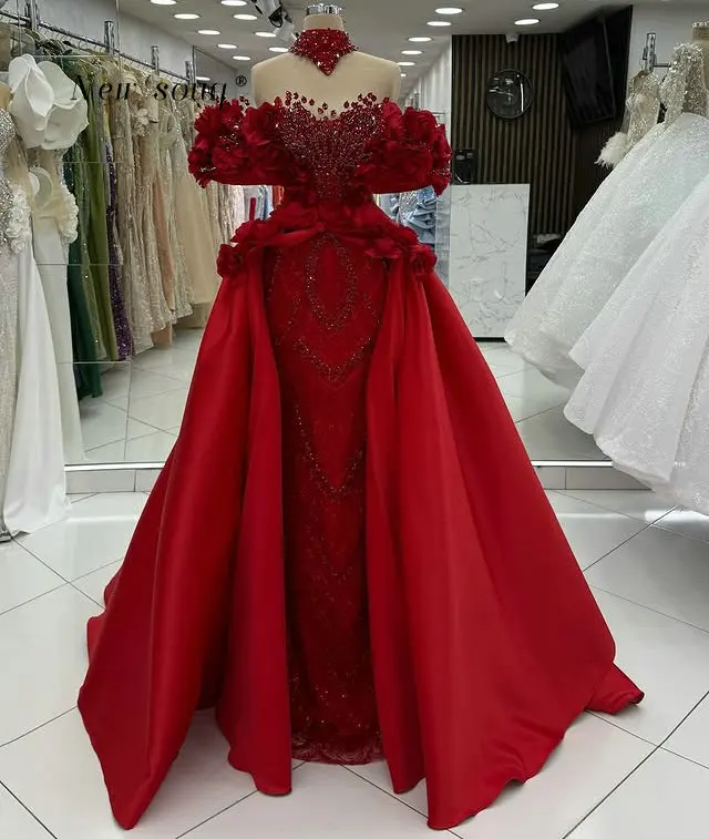 

Wine Red Floral Off Shoulder Two Pieces Evening Dresses Glitter Crystals Formal Long Prom Gowns 2026 Customized Night Party Robe