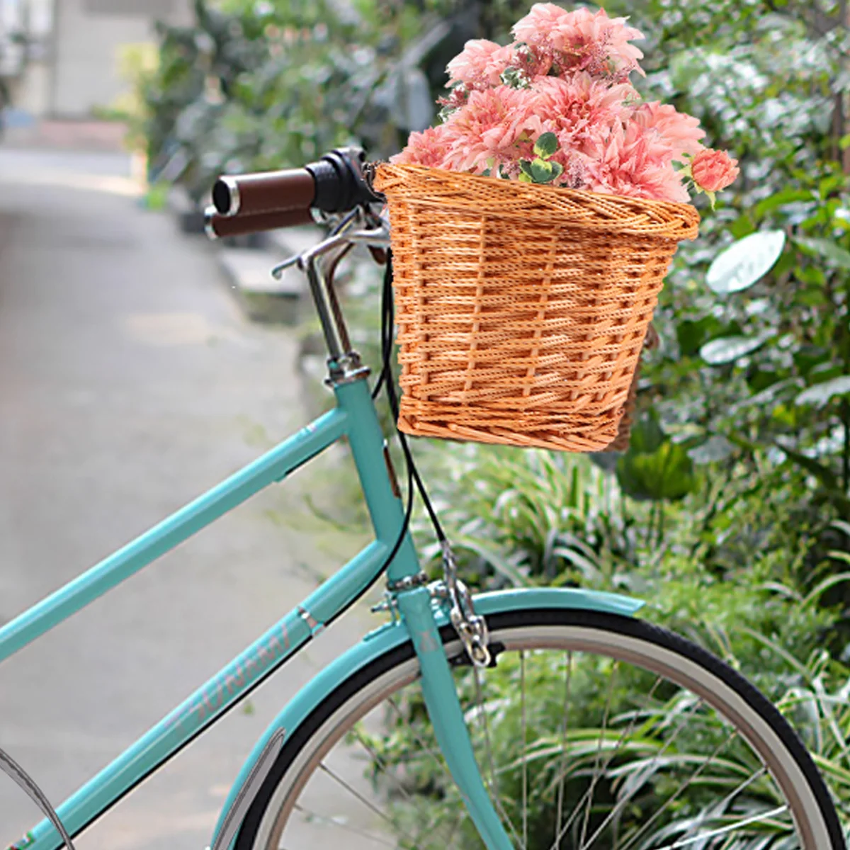

Bike Basket Kids Wicker H Front Rattan Baskets Durable Storage Large Space Easy Attach Metal Bracket Sturdy Outdoor