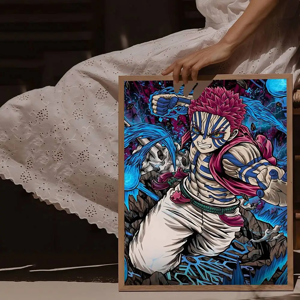 انمي ياباني Akaza D-Demon القاتل الكلاسيكية خمر الملصقات الديكور اللوحة جدار الفن ورق الكرافت الأبيض Kawaii غرفة ديكور #5