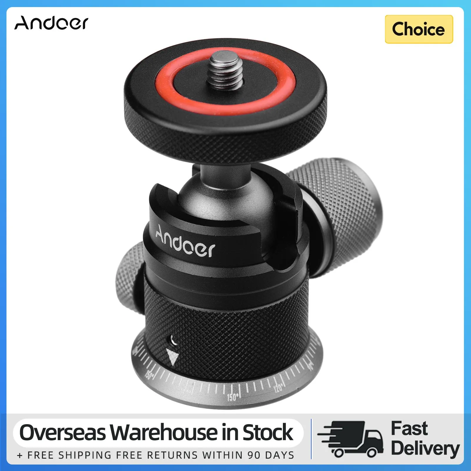 Andoer Mini Tripod Ball Head Mount Panoramic 360° Swivel 180° Flip with Scaled Base for DSLR Mirrorless Camera Tripod Mounting