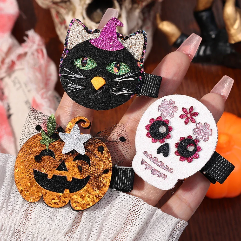 Gothic Spider Skull PumpkinHair Clips for Girls Dark Style Devil Eye Demon Skull Bat Hair Pin Halloween Party Hair Accessories