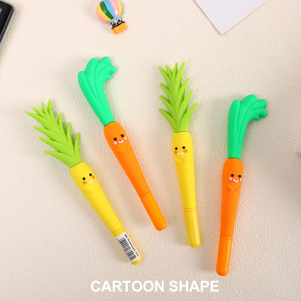 

2 Pcs Carrot Gel Pen Cute Carrots Pineapple Office Cartoon Silica Classroom Pens Student Ink