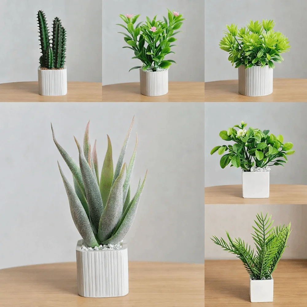 1:6 Scale Dollhouse Potted Plant Green Home Decoration Miniature Green Leaves Bonsai Fairy Garden Accessories Mini Flower Pot