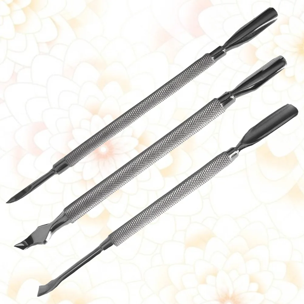 

3pcs Stainless Steel Cuticle Pusher Double End Nail Polish Cleaner Dead Skin Remover Manicure Tool Nail Art Polisher Foot Care