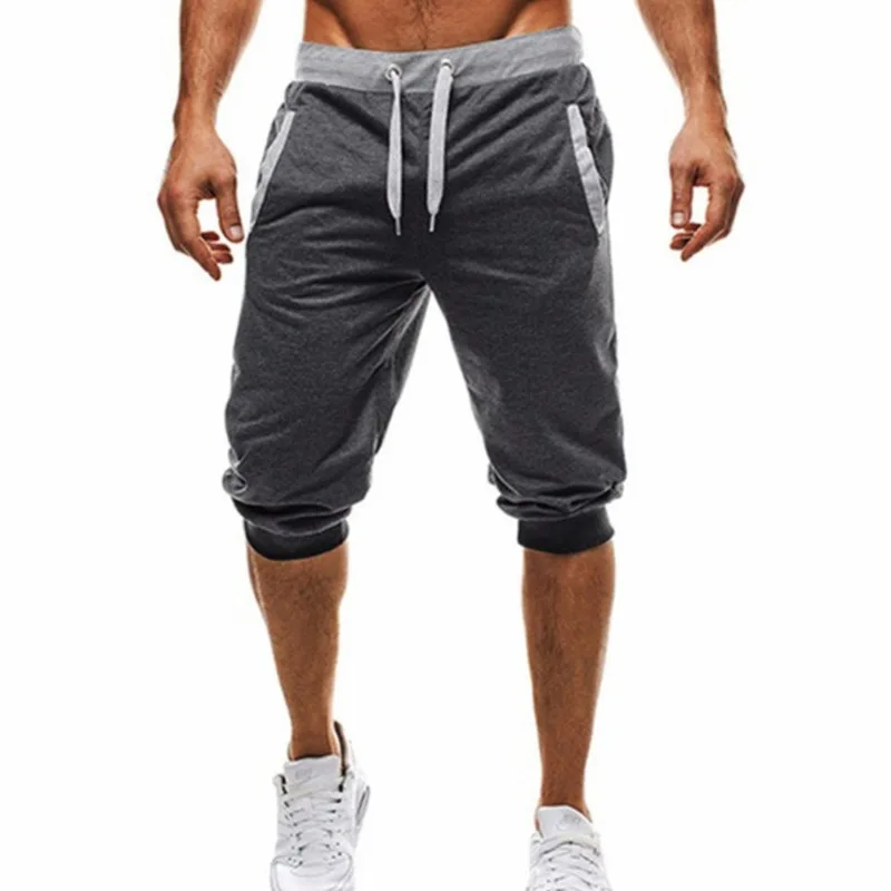 New Summer Style Casual Slim-fit Athletic Color-block Fitness Jogging Five-pocket Pants For Men From Europe And America