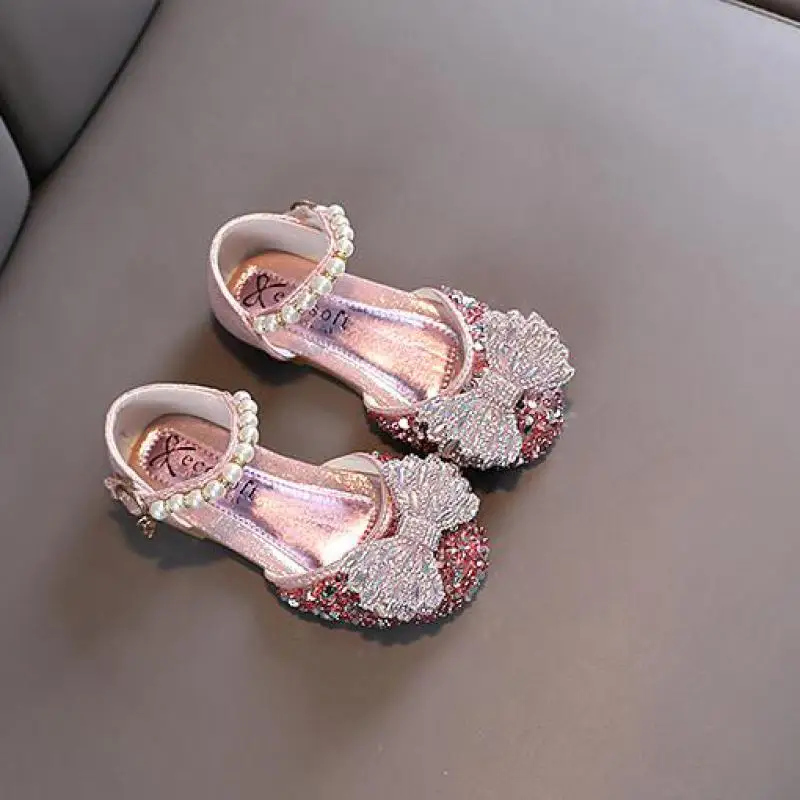 Kleines Mädchen Bogen Strass Schuhe Sommer Mädchen Prinzessin Sandalen Mode Kinder Tanz Hochzeit Leistung Sandalen