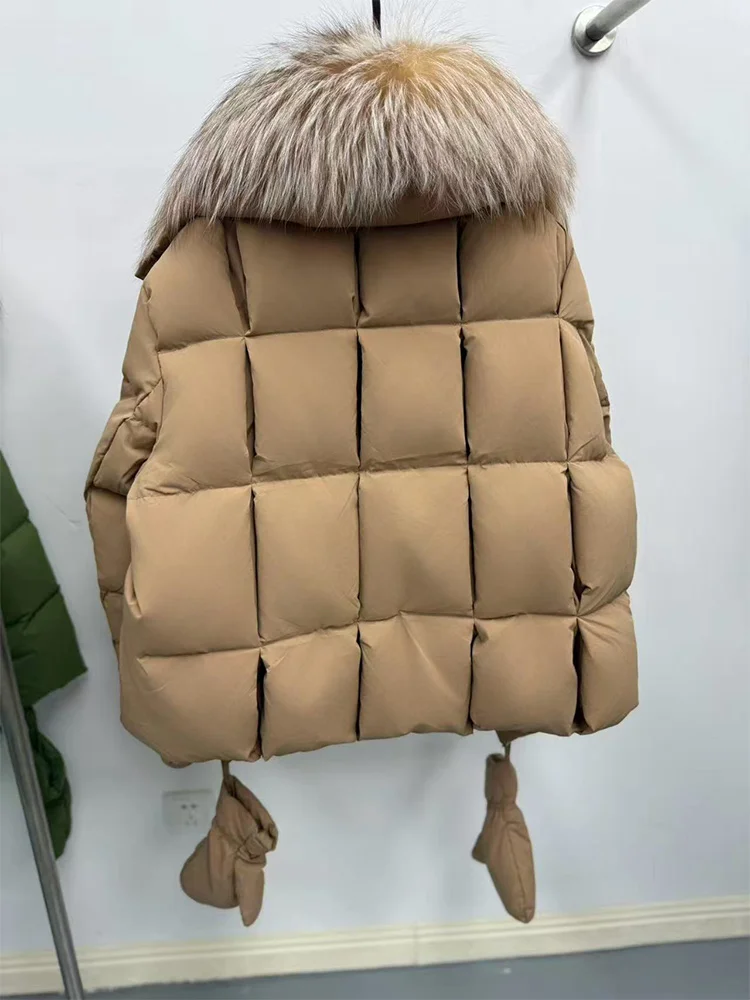 2025 Natuurlijke Echte Vos Bontkraag Warme Ganzendons Jassen Winter Vrouwen Puffer Jassen Met Handschoenen Vrouwelijke Uitloper