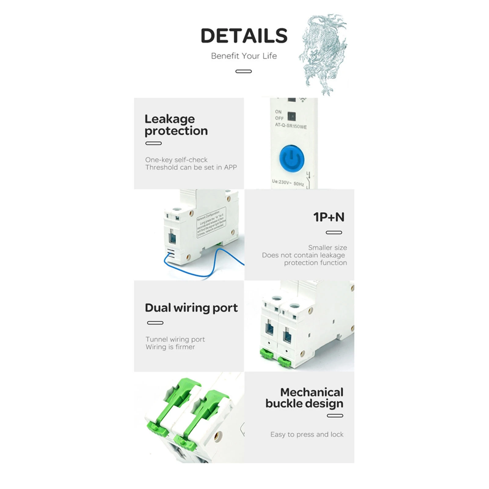 WIFI Intelligenter Leistungsschalter 1P DIN ​ Schienenschalter Ewelink APP-Steuerung kompatibel mit Alexa und Assistant Voice Control für H