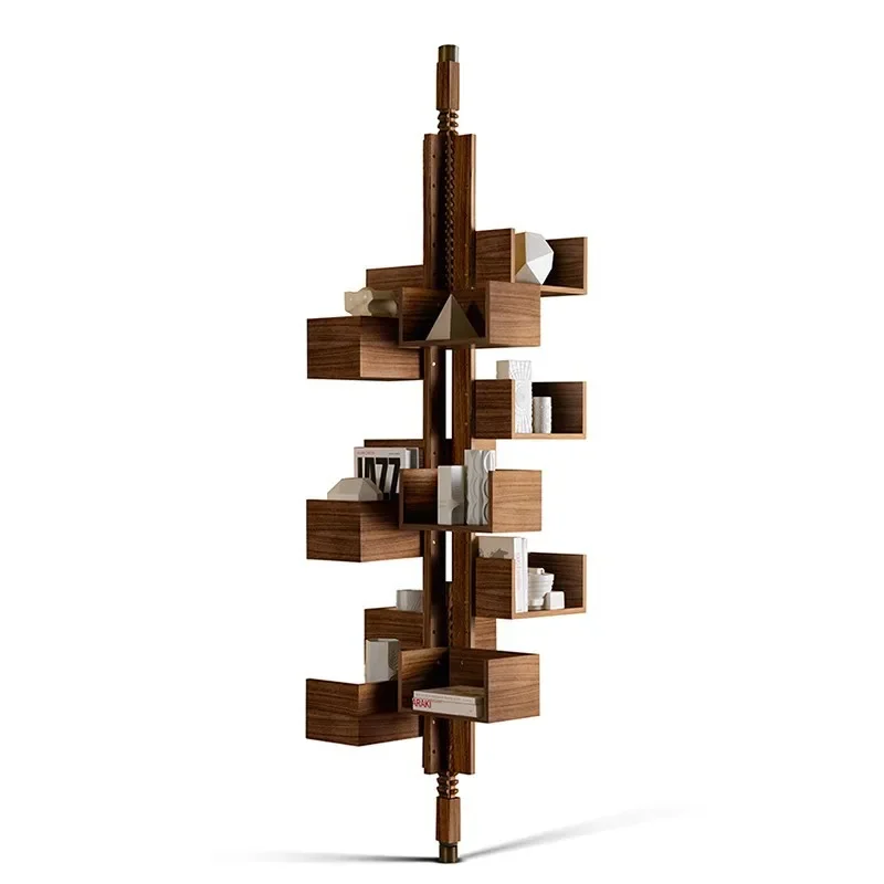 

North American black walnut rotating bookshelf solid wood shelf floor-to-ceiling all solid wood bookshelf