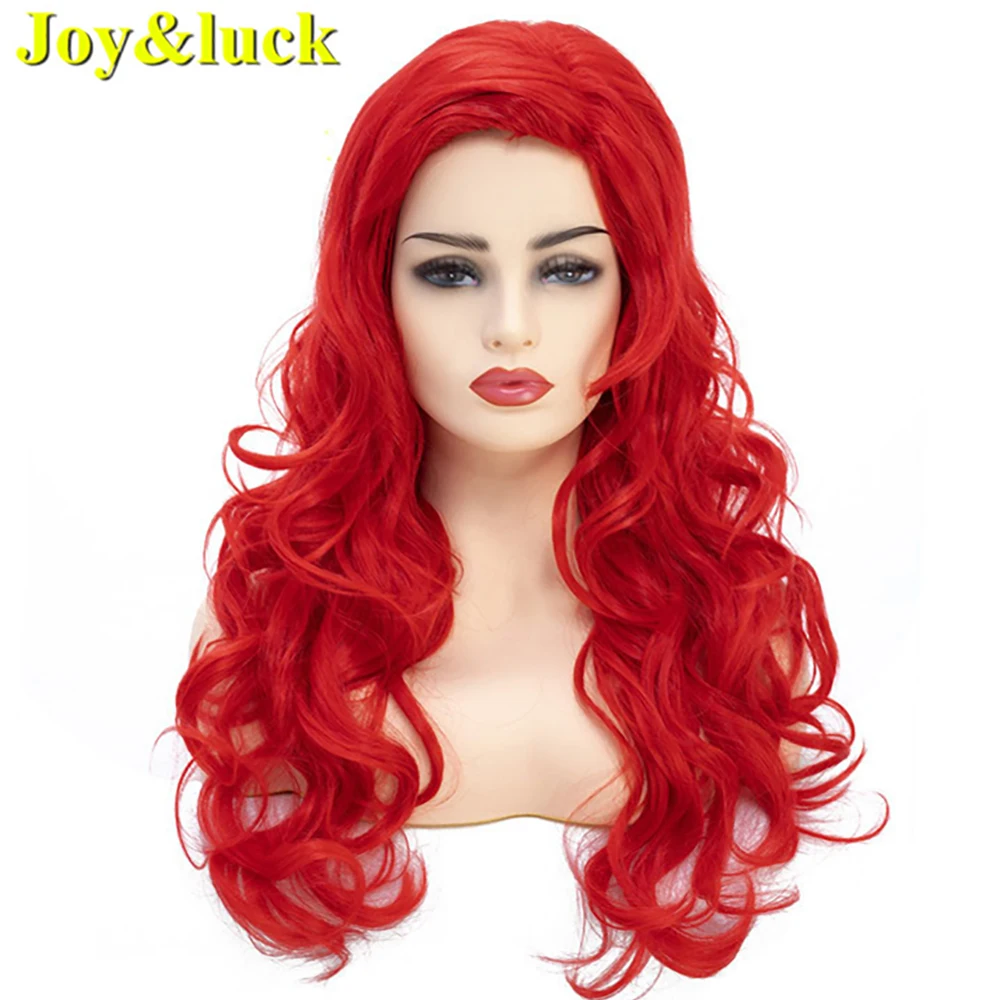 

Joy&luck 26inch Hot Sale Long Natural Wave Wig Red Color Synthetic Wig for Women Costume Hair Wigs Cosplay Wigs or Daily Use