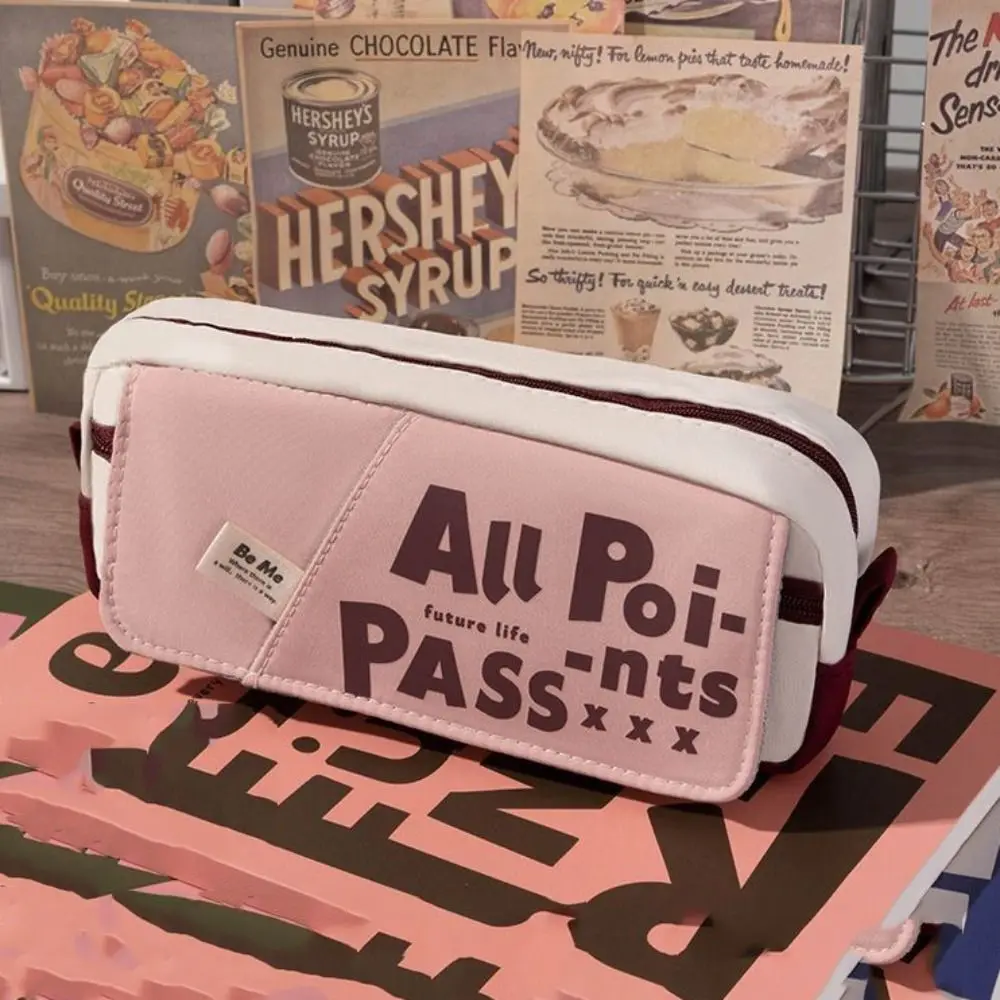 سعة كبيرة كاندي حقيبة أقلام رصاص ملونة الرجعية الكتابة على الجدران الدوبامين القرطاسية حقيبة التخزين لمسة ناعمة مقلمة محمولة