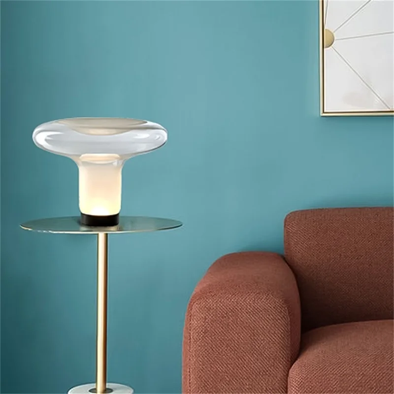 TEMAR Nordic Table Lamp Modern Simple Mushroom Desk Light LED Glass Home Decorative For Bedside Living Room
