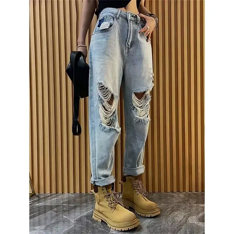 Trendy Vandalism Design Harem Pants Baggy Wide Leg Jeans Women Streetwear Retro Fashion Design Unique Pants Stay Comfortable Fas