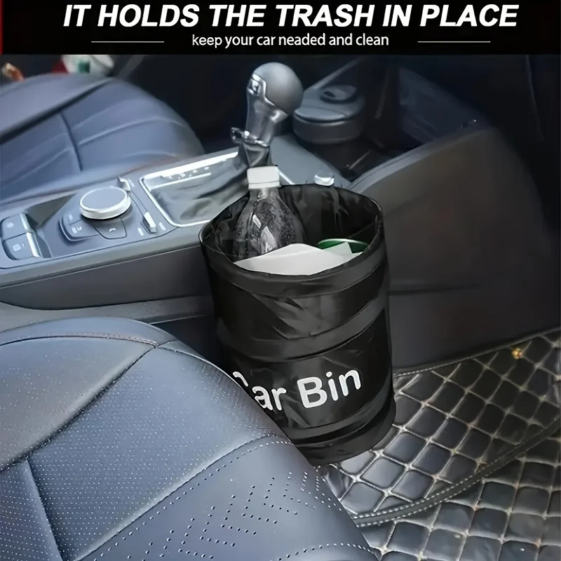 Car Trash Can Foldable Car Garbage Bin with Fastener Tape Large Capacity Waste Bin Easy Installation Collapsible Rubbish Holder