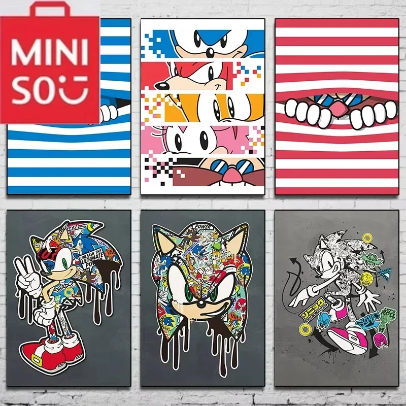 MINISO رائعتين لعبة سونيك مزيج المشارك 5D DIY الماس طقم الطلاء الماس التطريز عبر غرزة ديكور المنزل الفن اللوحة #1