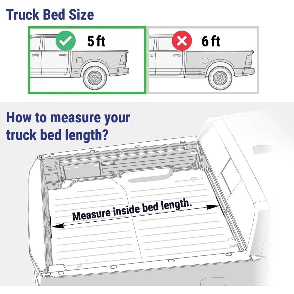 MR قابل للسحب شاحنة صلبة السرير Tonneau غطاء T-فتحة القضبان يناسب 2019-2025 فورد رينجر 5 '(61") صندوق مسحوق المغلفة ماتي الأسود الشب