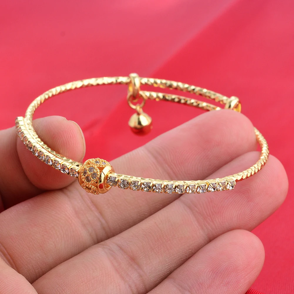 Mosaic 1Pcs Dubai Arab Gold Color Baby Child Bracelet Bangles For Boy Girl Bride Bracelets Ethiopian/African/Dubai Jewelry gifts