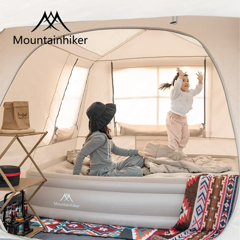 MOUNTAINHIKER 2025 Innenluftmatratze Glamping-Matten PVC Aufblasbare Schlafmatratze 1/3 Personen Campingbett-Matte mit Eingebauter Pumpe