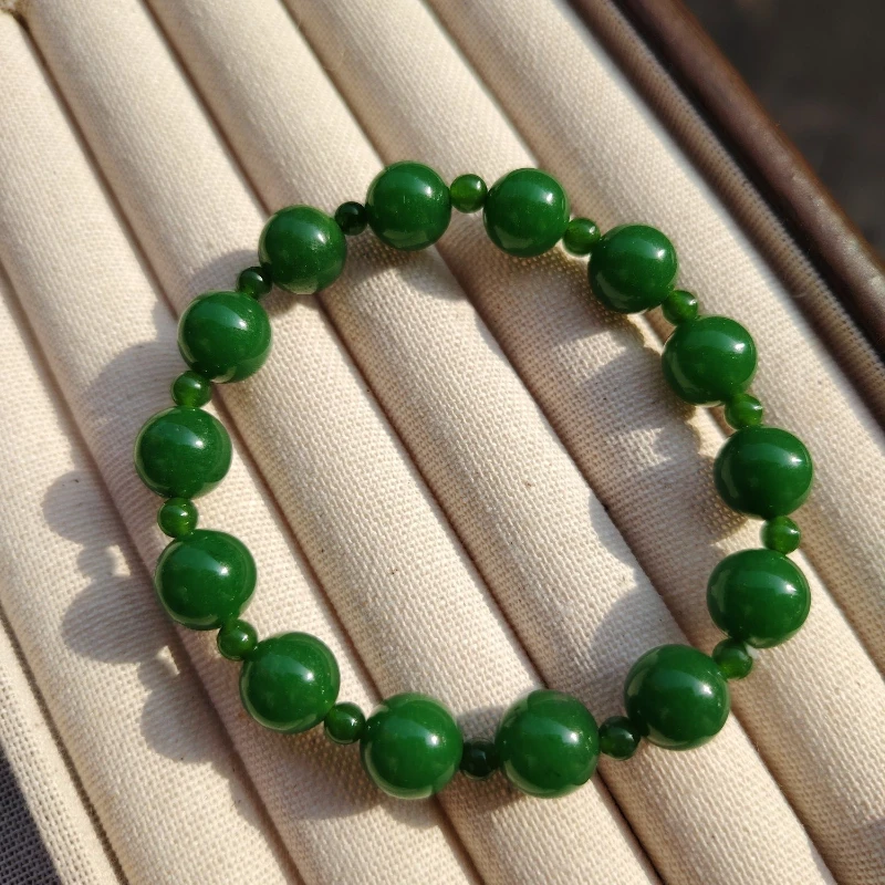 

Natural Exquisite Gold Silk Jade Round Bead Single Ring Bracelet, Unisex Jewelry